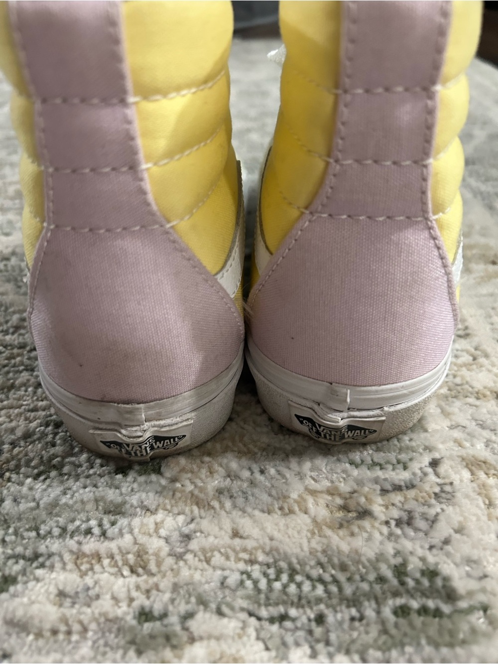 Vans Women's High-Top Sneakers in Light Blue, Pale Yellow & Cream - Picture 3 of 6